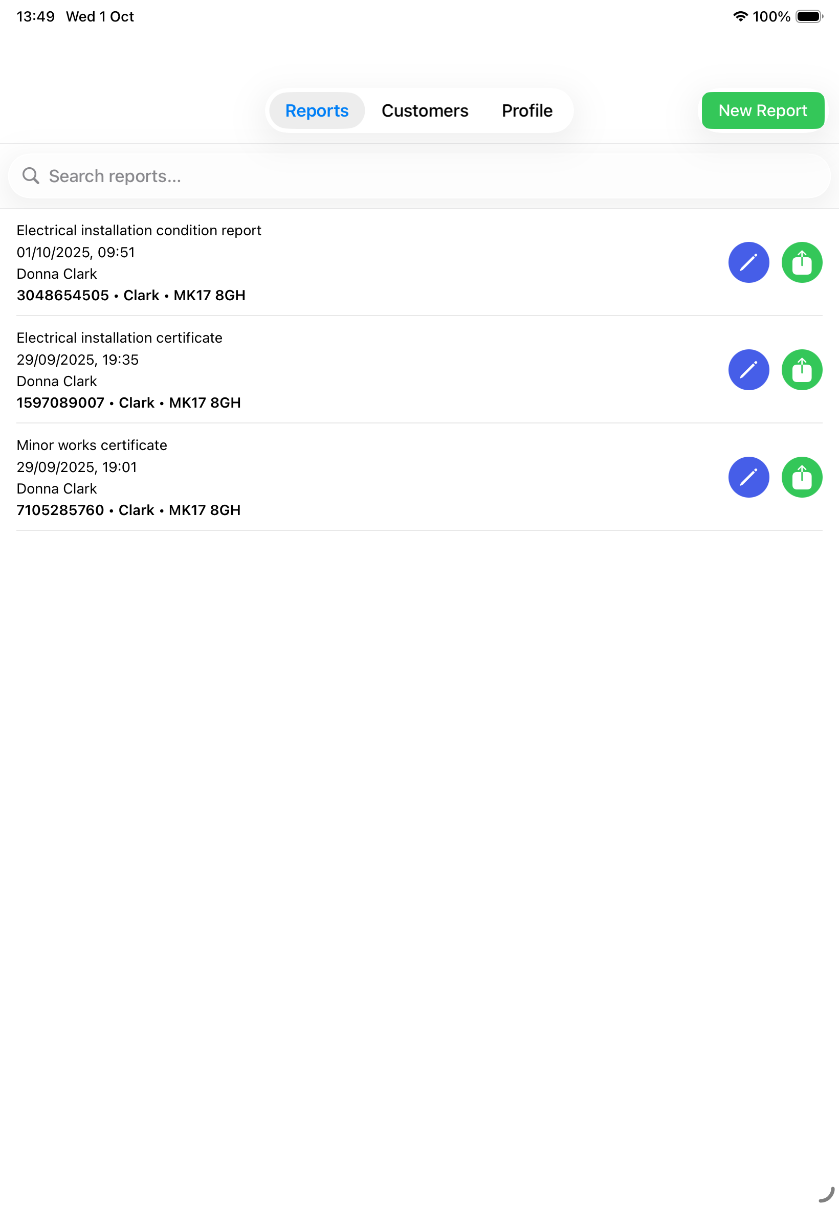 Sparta Certs Professional Electrical Reports - IET Compliant Certificate Generation